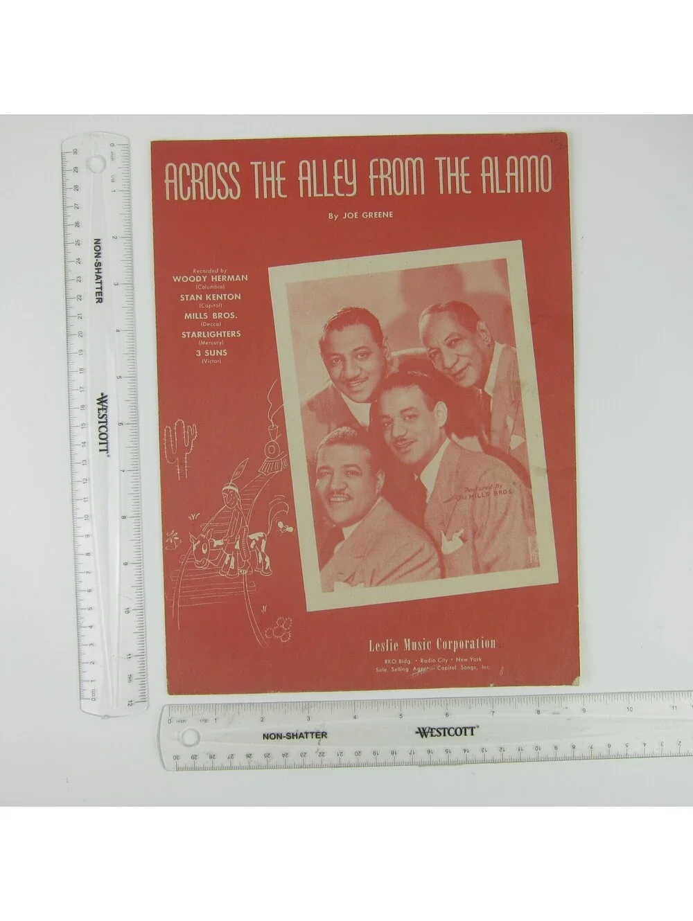 Sheet Music Across The Alley From The Alamo The Mills Bros Joe Greene 1947